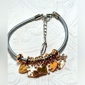 Heart Charm Bracelet by Demdaco Hallmark Silver and Gold Adjustable 5373 B